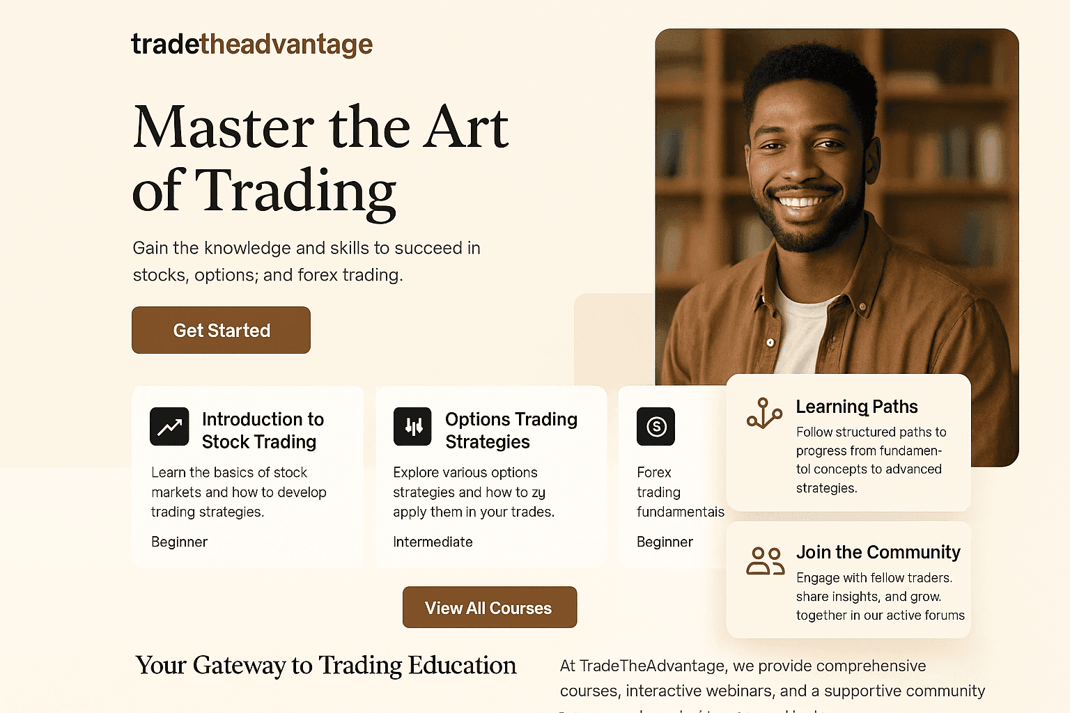tradetheadvantage.com website mockup